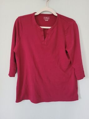 Women's Split-Neck Long Sleeve Top - Berry - L.L.Bean - Medium Regular